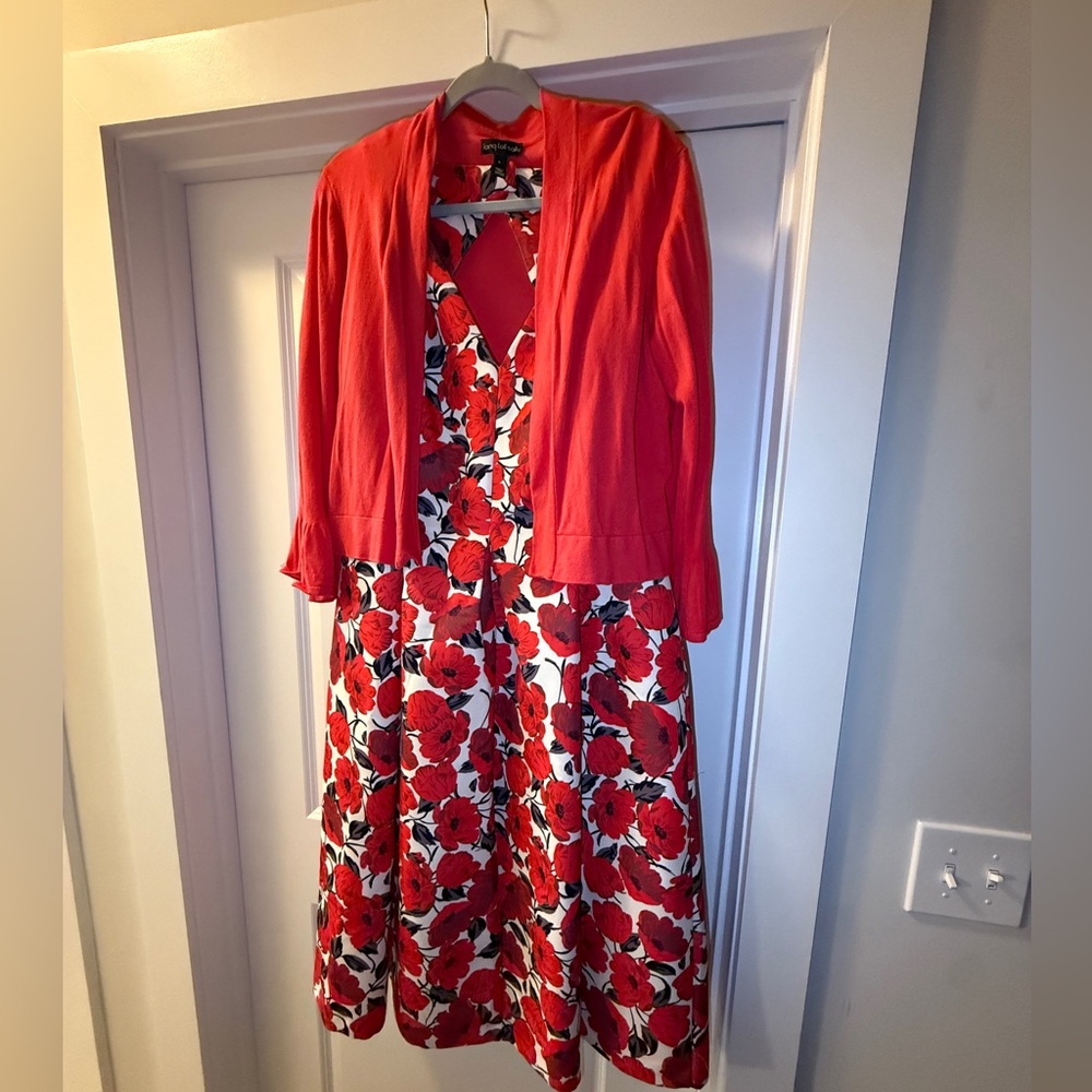 Long Tall Sally Size 12 Poppy Fit & Flare Dress with matching cardigan